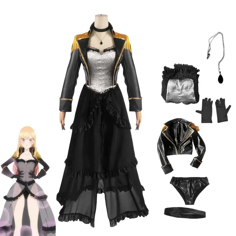 Meu vestido querido cosplay traje kitagawa marin uniforme militar sexy preto lobelia neo cosplay sono bisque boneca wa koi wo