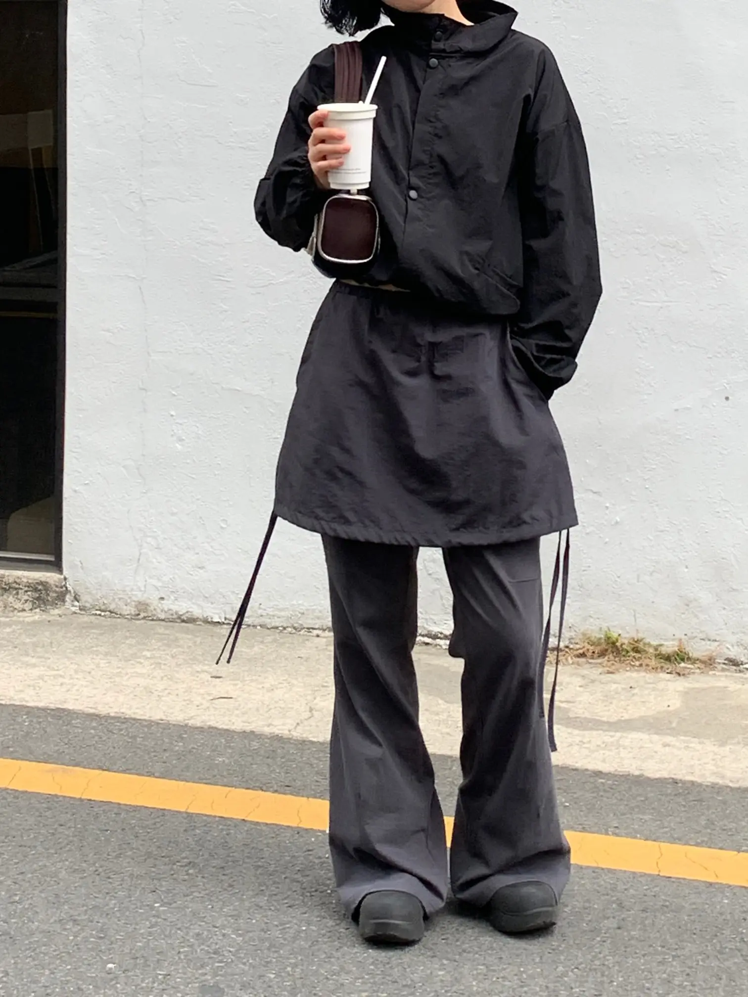 Unique Trimmed Two-Piece Skirt Pants Girl Autumn Dstring Belted  Casual Flared Long ey Pants for Teenage Girls