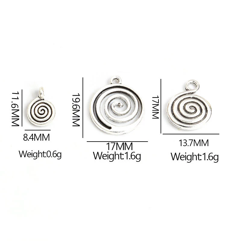 15/40pcs Spiral Round Alloy Charms Antique Silver/Gold Color Swirl Pattern Metal Pendant for Jewelry Making Necklace Accessories