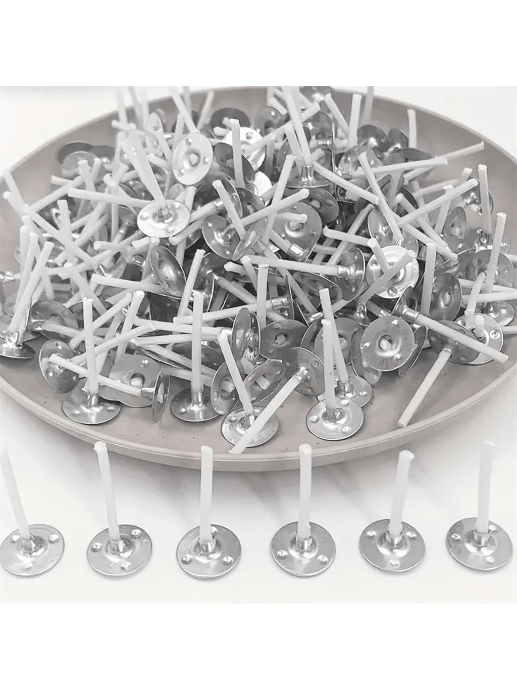 100/200/500 Pieces of Candle Wicks, Tea Light Wicks, 1inch Low-Smoke Pre-Waxed Candle Wicks with Metal Tabs, Slow-Burning Wicks Suitable for Making Wax Tea Light Candles for Weddings, Birthday Parties, Christmas, and Halloween
