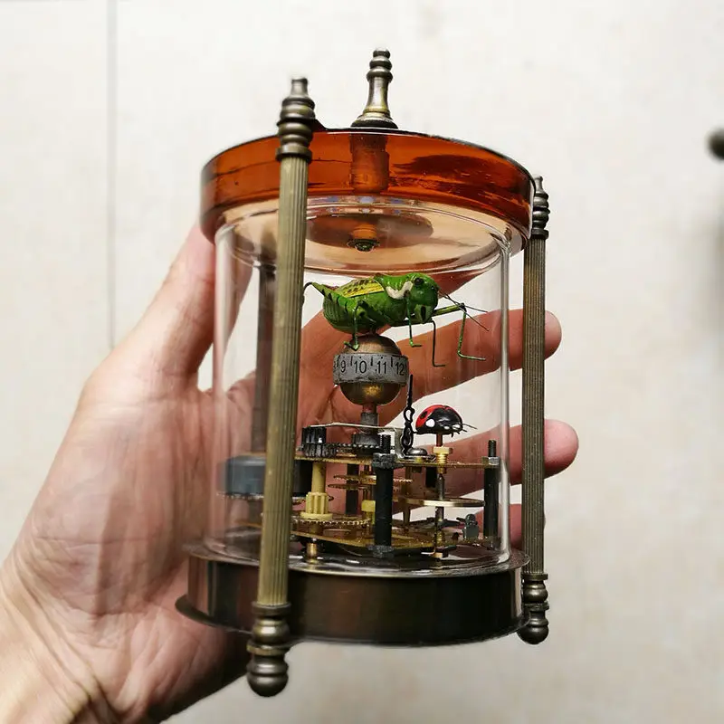 Retro Insekten Figuren Desktop Miniaturen Uhr Figuren Schlafzimmer Maschine Tischuhr Klassische Dekoration Zubehör
