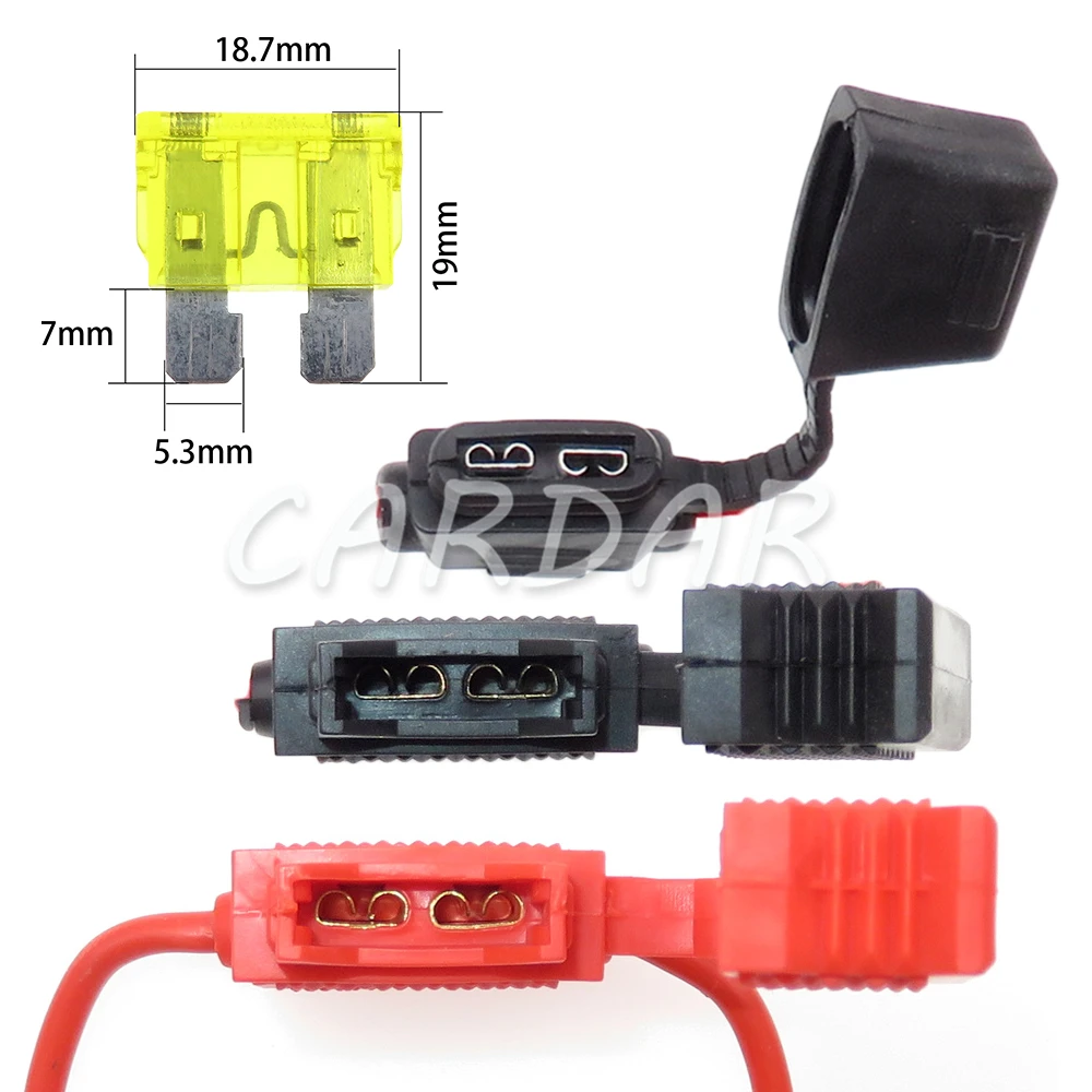 1 Set Medium Auto Waterproof In-line Blade Type Fuse Holder AC Assembly 14AWG 17AWG Standard Middle Fuse Box with Cover