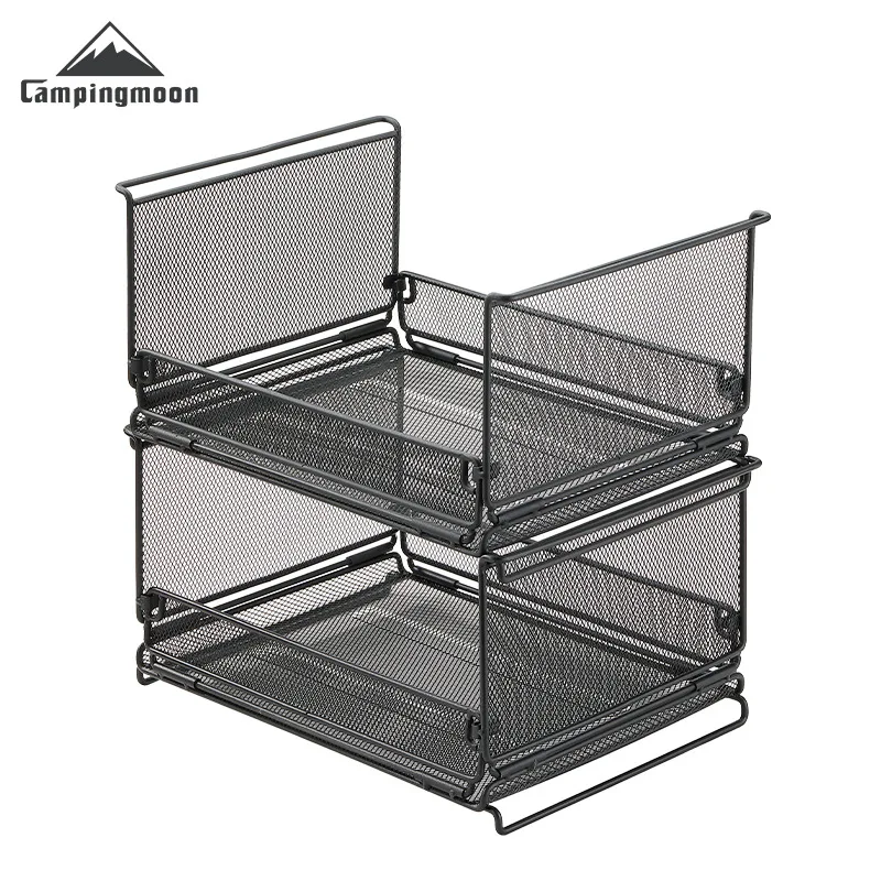 CAMPINGMOON CK-23BK Folding Half Bar Storage Net Cage Camping Home Foldable Storage Box Multifunctional shelf