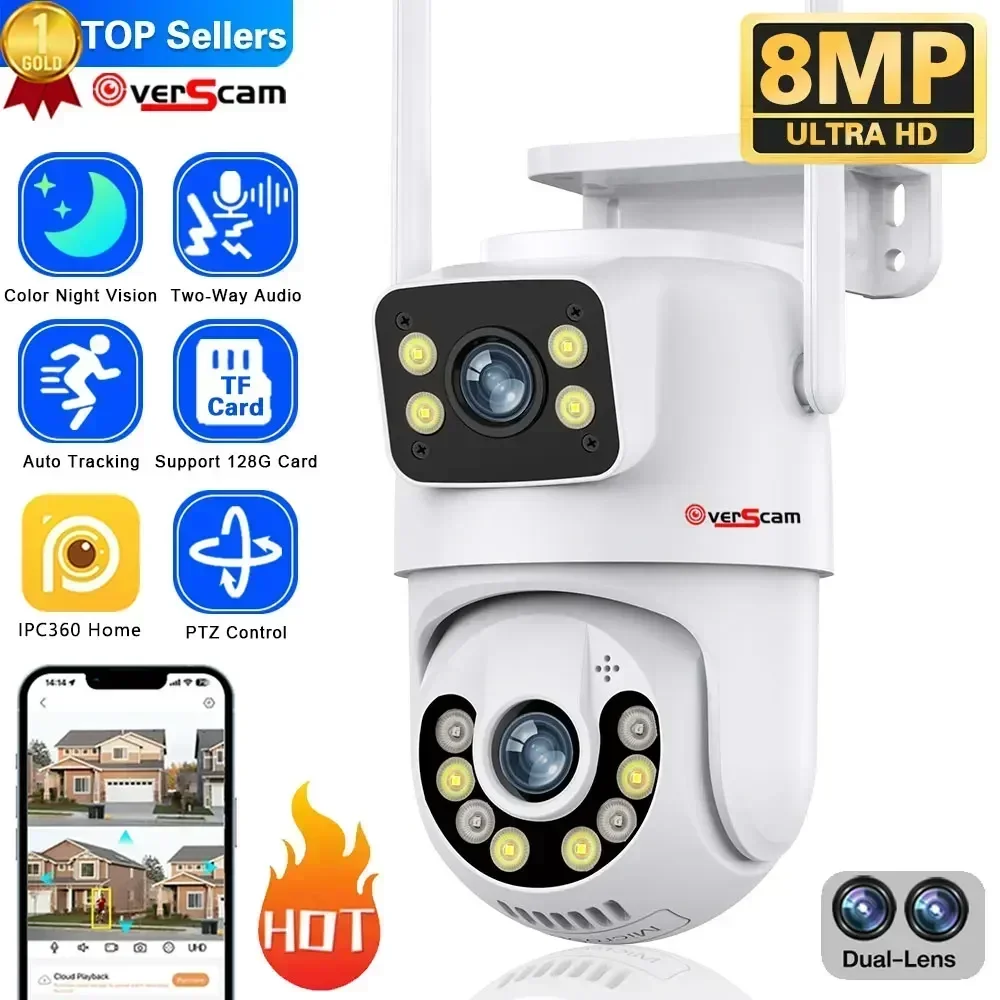 

8MP 4K WIFI IP Camera Dual Lens PTZ Surveillance Camera Outdoor Waterproof Security Portection IR Color Night Vision Smart Home