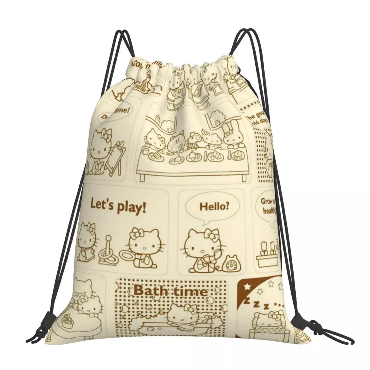 Portátil Drawstring Bag, armazenamento, bolsas, Sanrio Grocery Shopping Shoulder Bags, Foldable Travel Bag