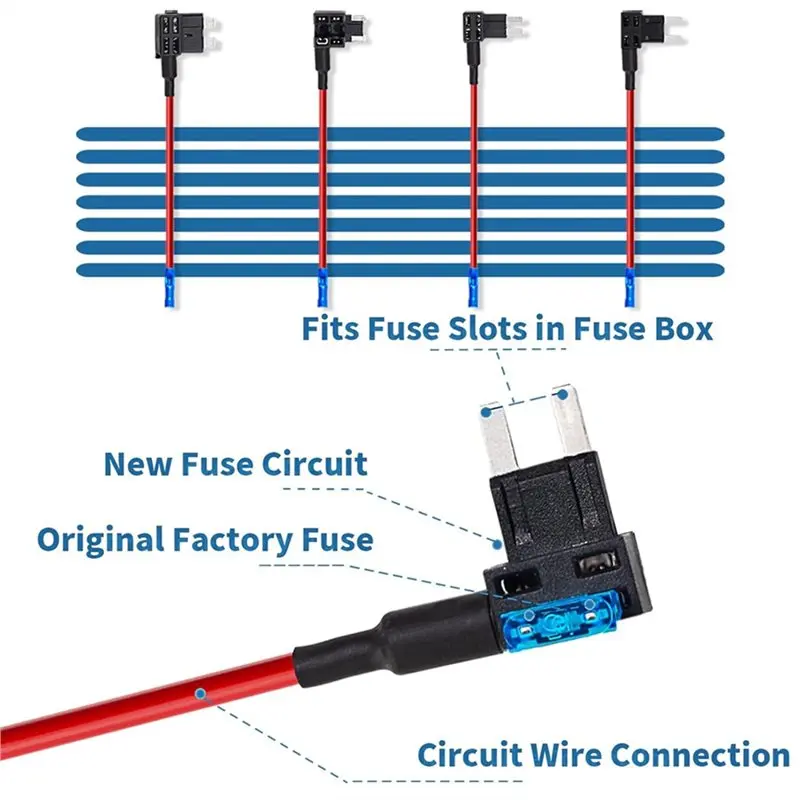 ABQB-12 Pack Mini Micro2 Add-A-Circuit Fuse Tap Kit 12V Car Fuse Adapter With Wire For Dash Cam LED Accessories view 6