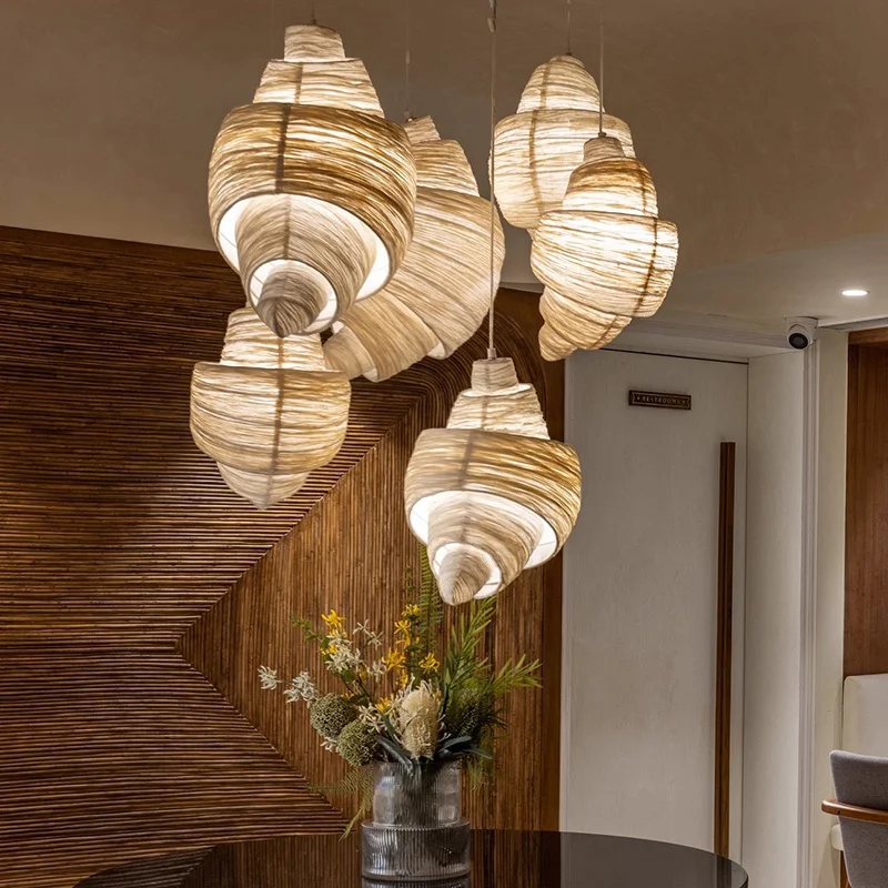 Minimalist Nordic Croissant Bakery Cloth Fabric Shaped LED Pendant Light Indoor Lamps for Living Room Home Decoration Chandelier