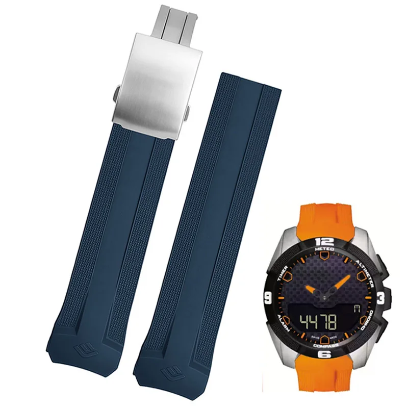 For Tissot Tengzhi Rubber Watch Band T091 Series T0914201853 Silicone Solar Sports Men's Black Red Orange 22mm Waterproof Strap