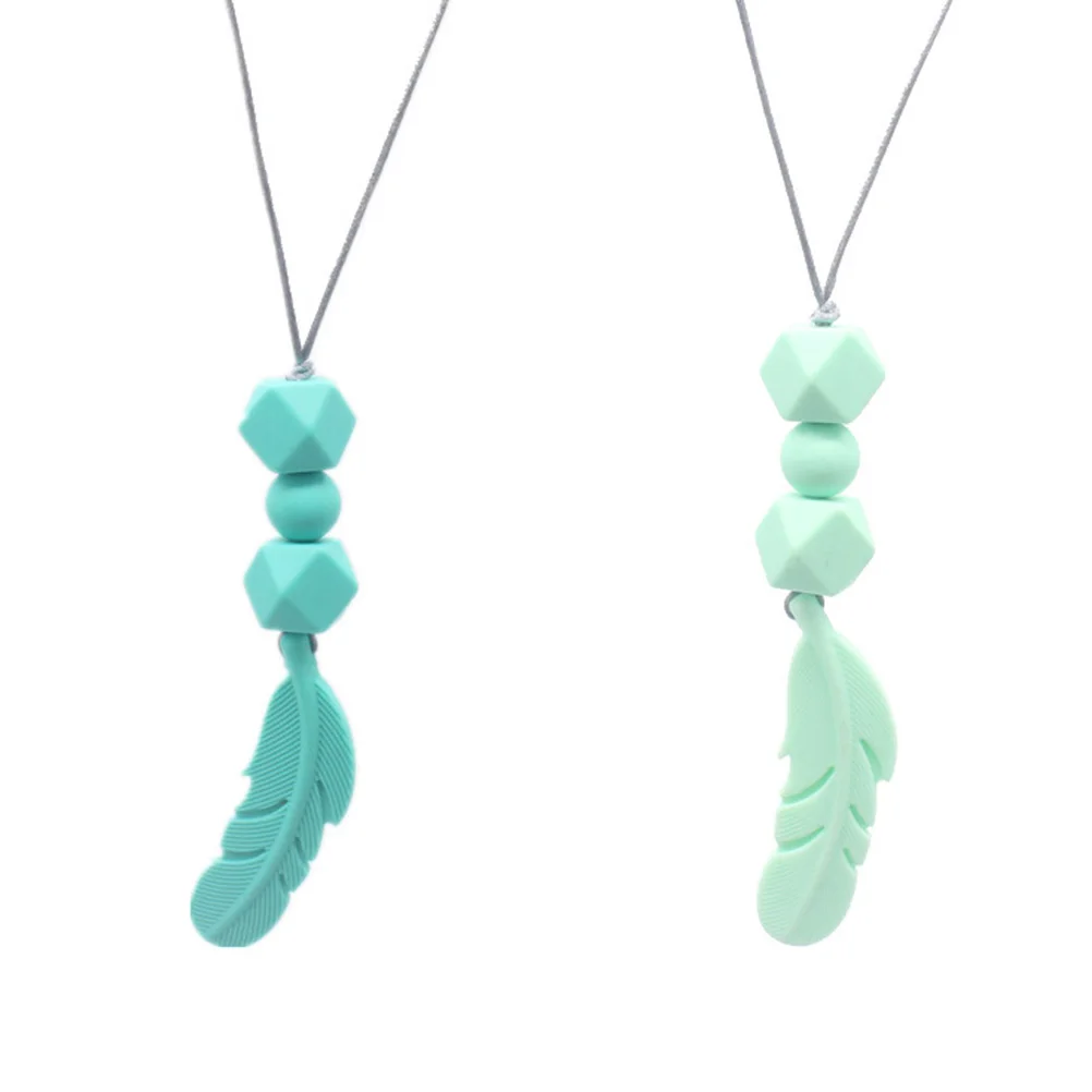 

2pcs Silicone Necklace Baby Teething Tool Food Grade Molar Teether Chew Chain Infant Toy Safe Design Sensory Needs