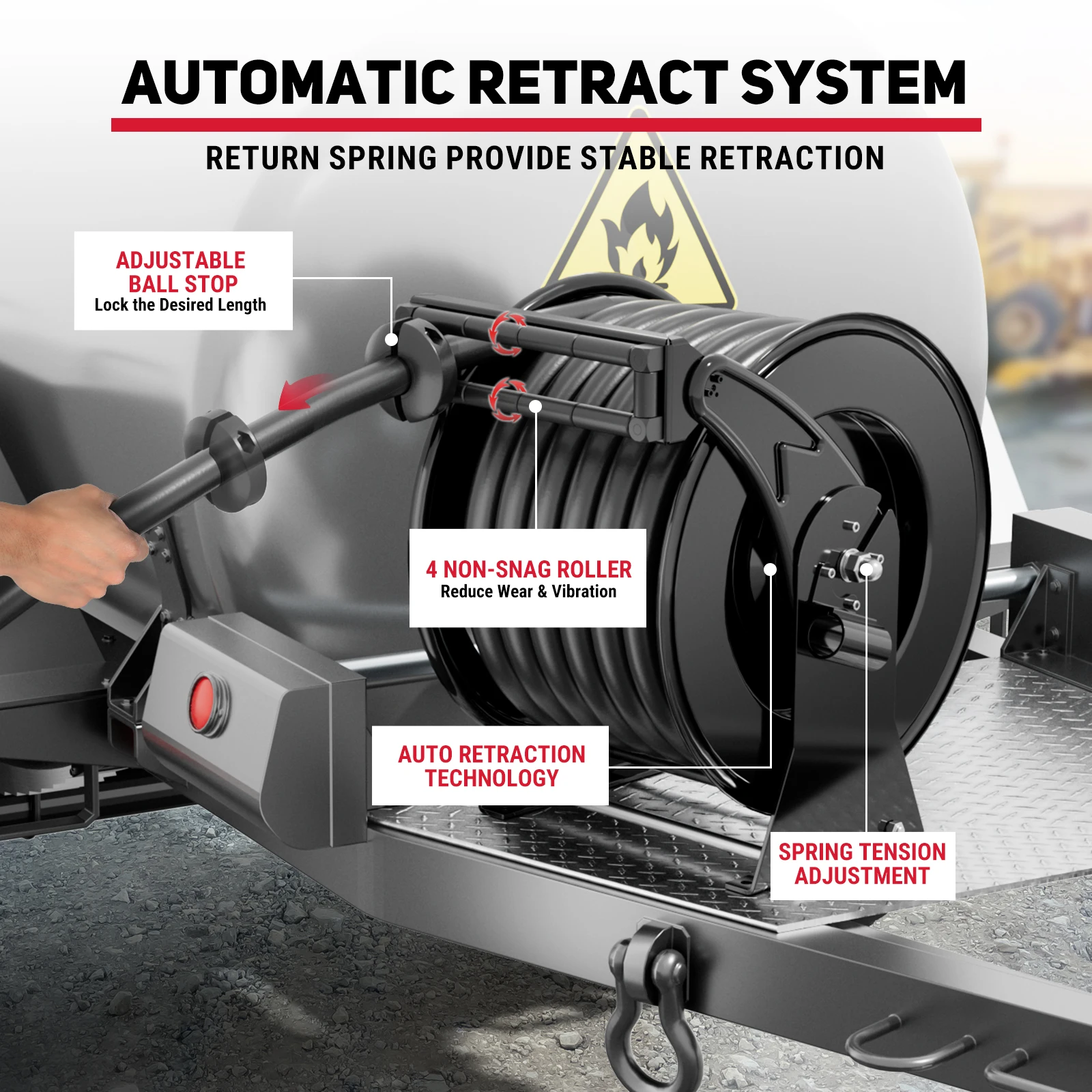 Fuel Hose Reel with Fueling Nozzle, 1