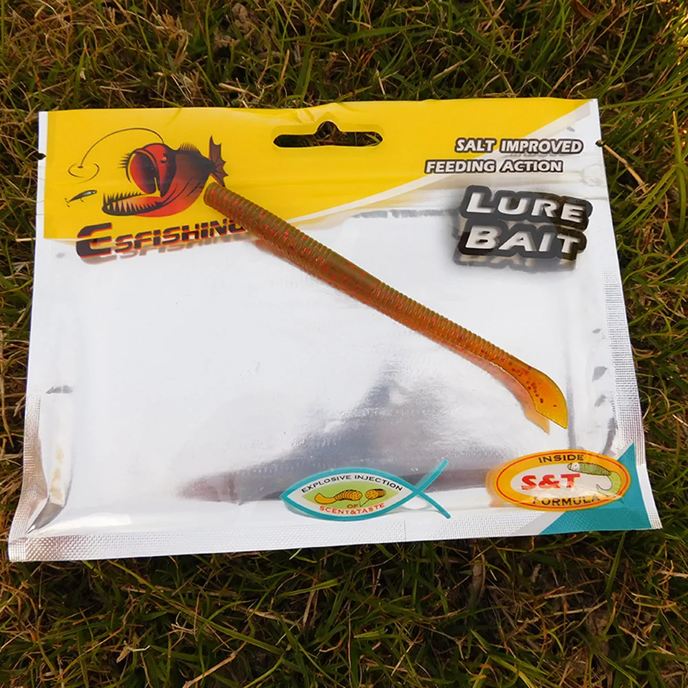 ESFISHING Soft Baits Worm Lures Cutty 100mm 10pcs 2.9g Fishing Lure Crankbait Fishing Trout Pike Catfish Pesca Artificial