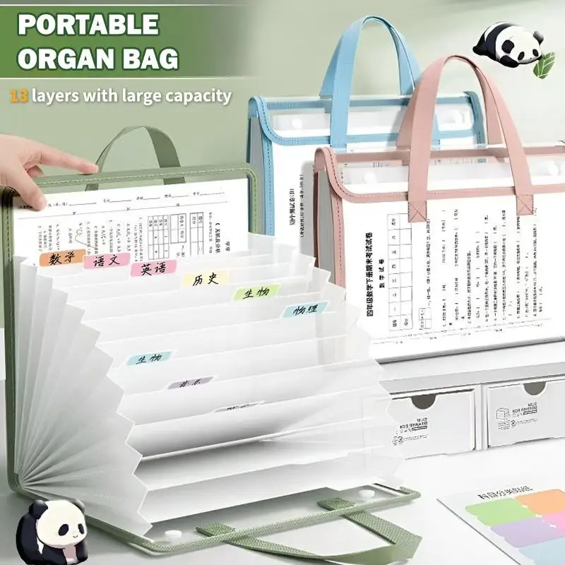 Organiseur de fichiers accordéon portable A4, 13 pochettes, dossier extensible, fournitures scolaires et de bureau, organisateur de documents professionnels