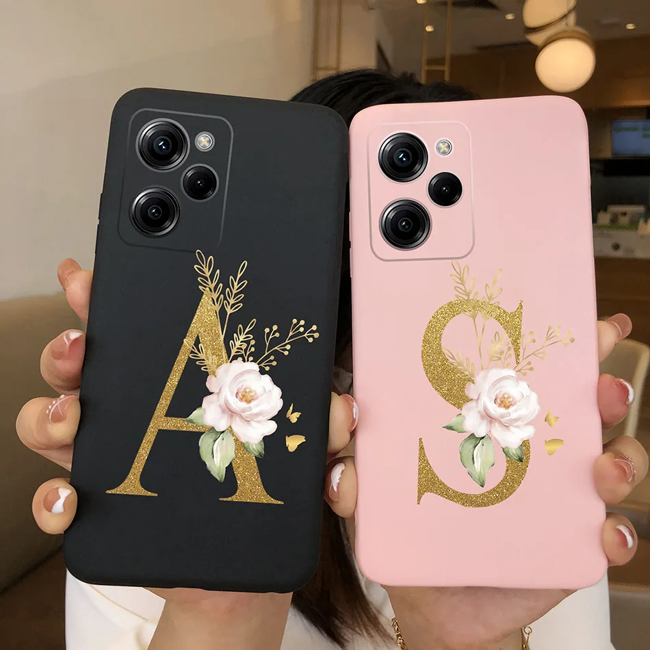 Fun Phone Case For Xiaomi Poco X5 X5Pro 5G Rose 26Letters Soft Silicone Matte Durable Back Cover For PocoX5 Pro PocoX5 X5 Pro 