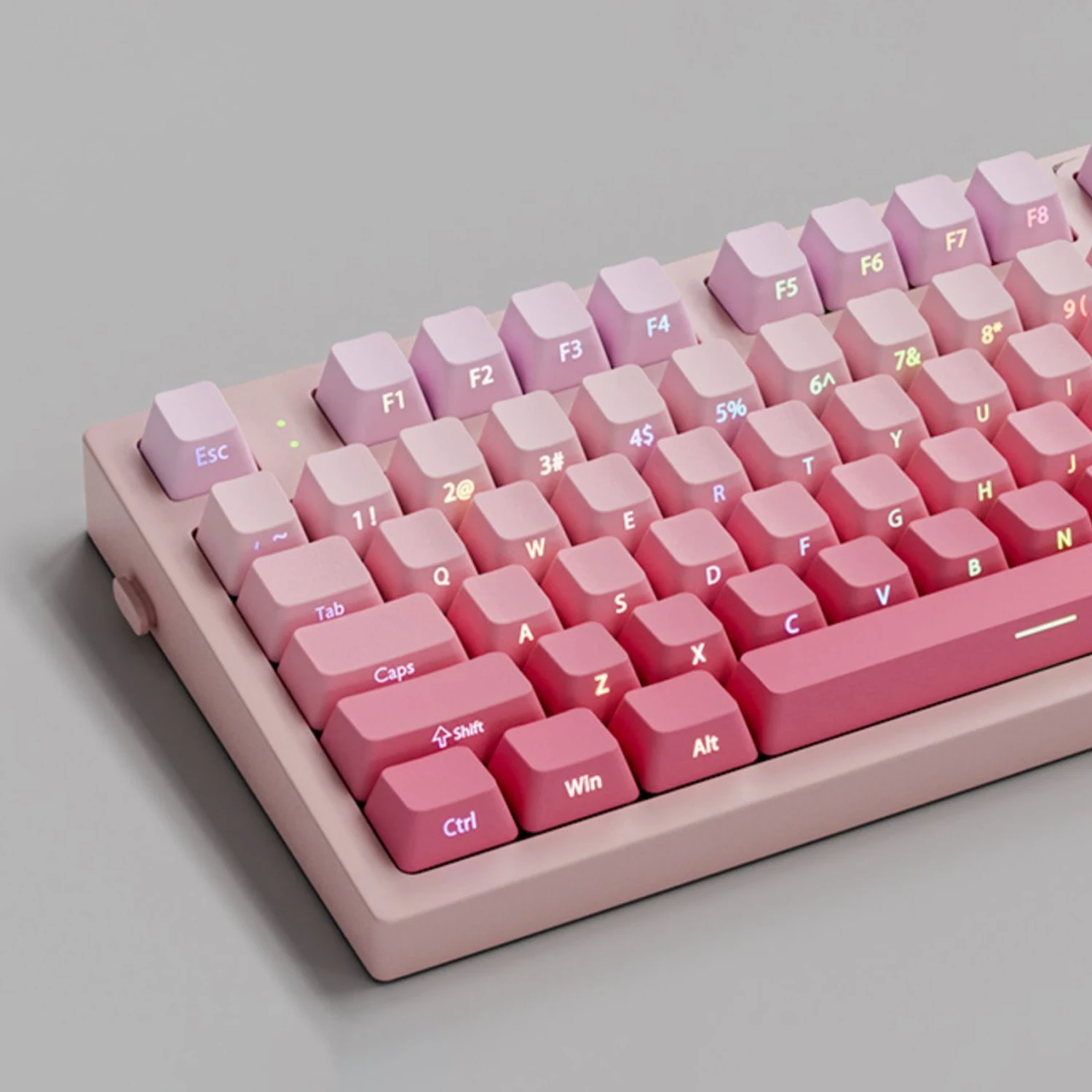 Gradient Pink Side Print RGB Backlit PBT Keycaps 135 Keys Cherry Profile Double Shot Keycaps for Cherry MX Switch Gamer Keyboard