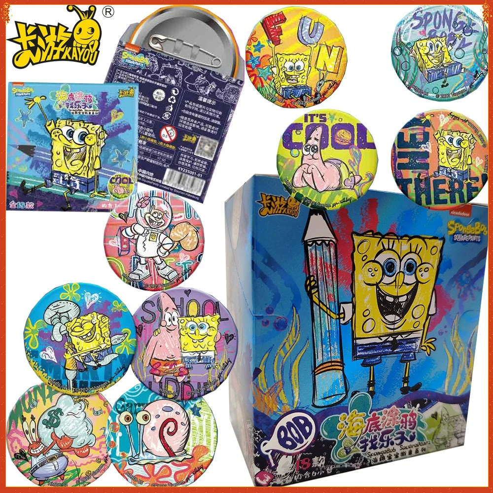 

Kayou Genuine SpongeBob SquarePants Cartoon Badge Round Exquisite Brooches Creative Pins for Backpack Accessories Surprise Gifts