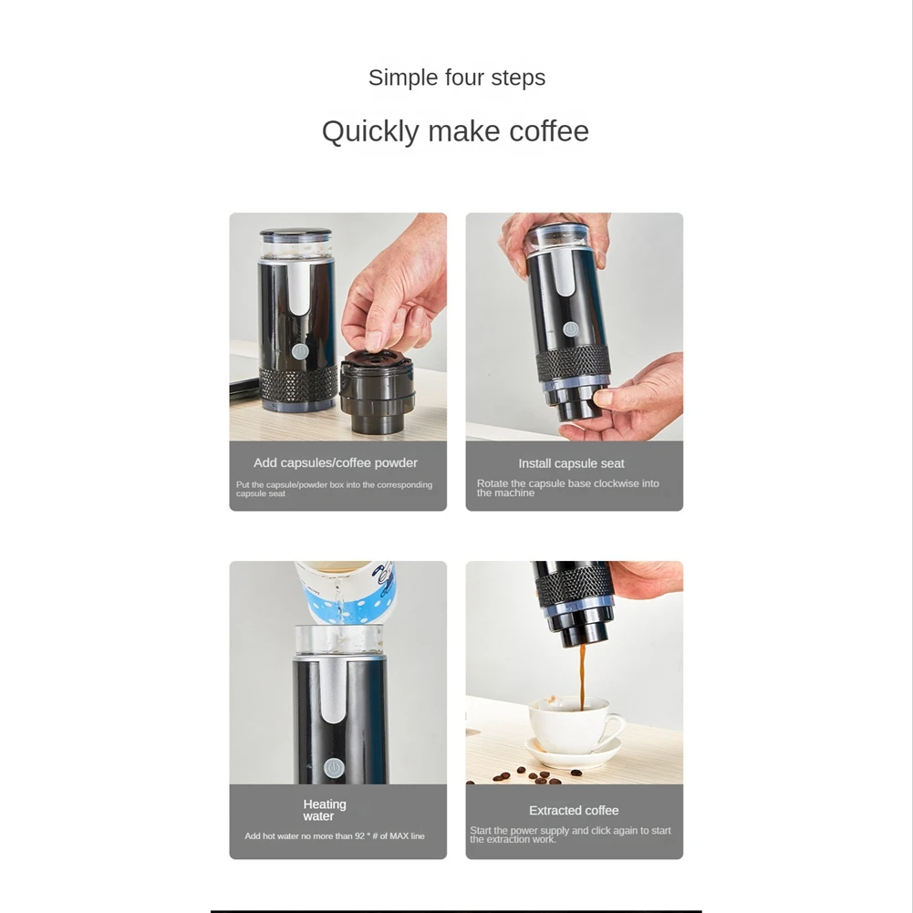 ポータブルワイヤレス電気コーヒーマシン,内蔵バッテリー,充電式,屋外,旅行,車,家庭用,自動コーヒーメーカー