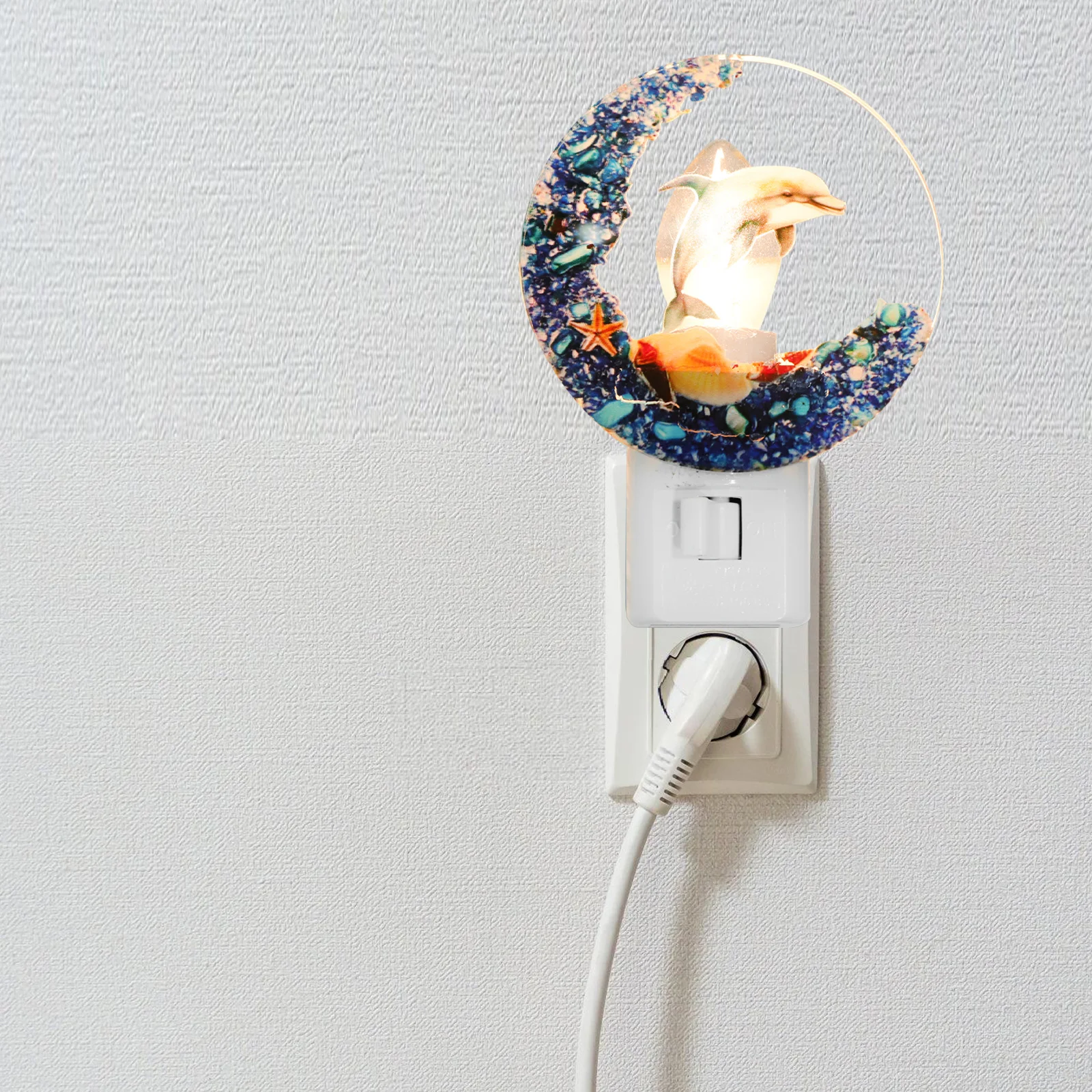 

Shell Whale Night Light Resin Ocean Pattern Lamp Plug In Wall Us For Bedroom Living Room Stairs Decorative Atmosphere