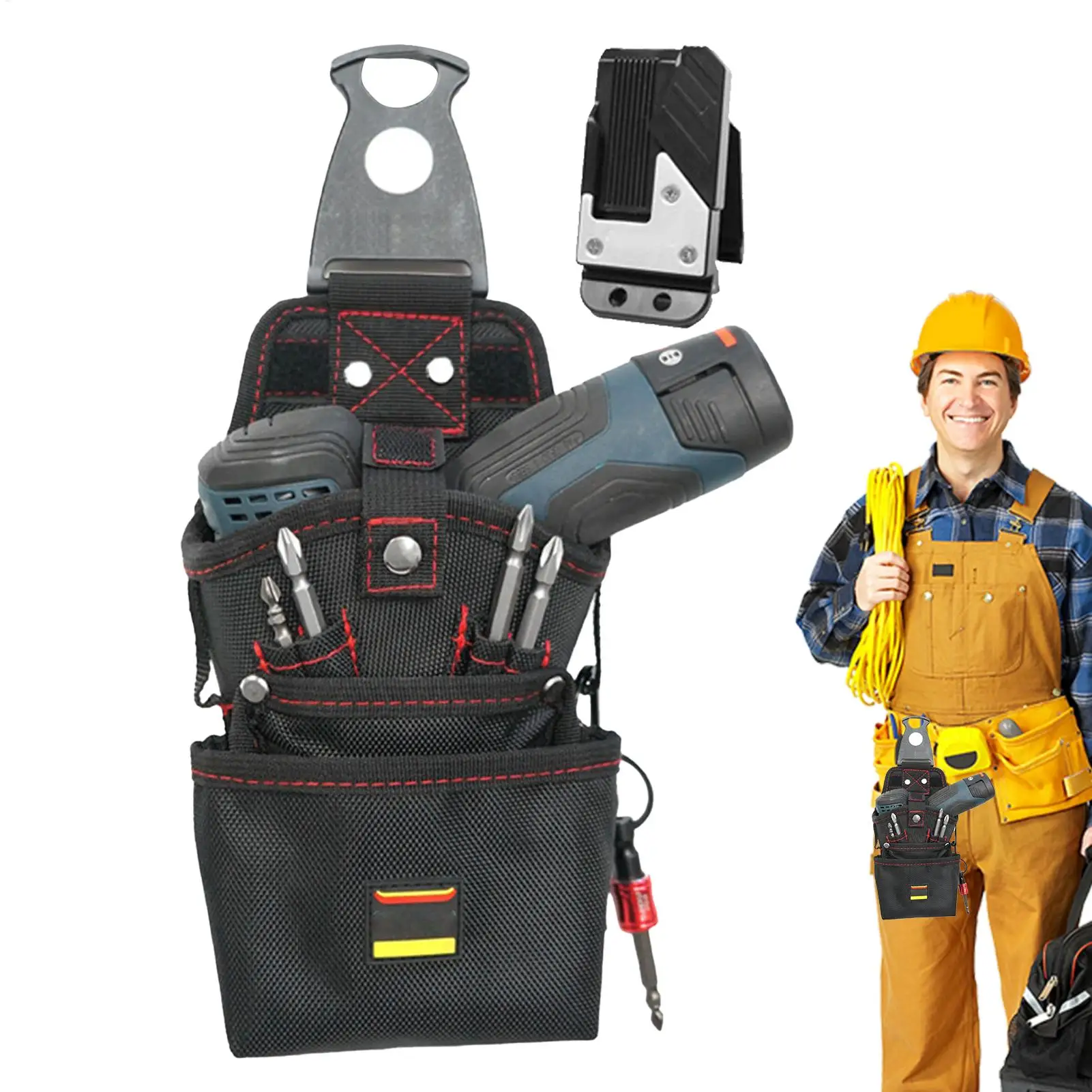Bolsa de herramientas para cinturón, bolsa portaherramientas de cintura magnética, soporte para taladro eléctrico de alta resistencia, bolsa para tornillos, organizador de electricista antiarañazos