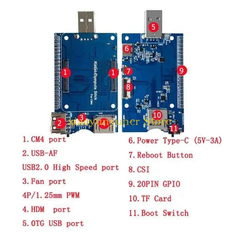 P9JB Computer Module 4 Expansion Board for CM4 20PIN GPIO Socket High Speed USB2.0