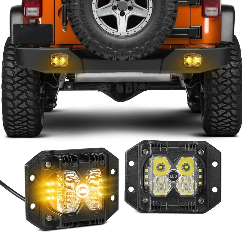 

SAAR 2pcs 5inch Embedded LED Work Light Box Bumper, Reversing Driving, Amber Strobe Light