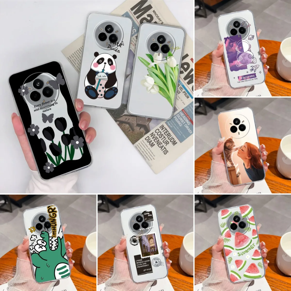 New Cases For Realme 14 Pro 14 Pro+ 5G Angry Dinosaurs Soft Clear Silicone Anti Slip Casing For Realme 14Pro 14Pro+ Housing Capa