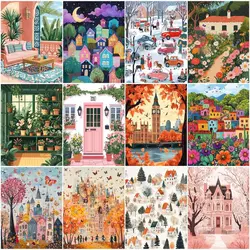 RUOPOTY Diy Oil Painting By Numbers For Beginner Simple hand drawn landscape Easy Artwork Picture Drawing Canvas Home Decoration