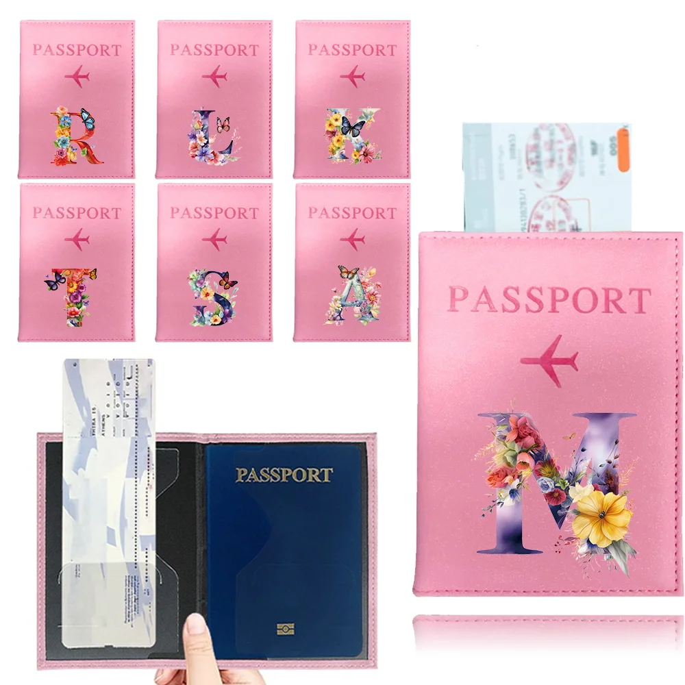 Funda de pasaporte con estampado de letras de mariposa para mujer, tarjetero de identificación para niñas y niños, billete de viaje, funda de pasaporte, envío directo