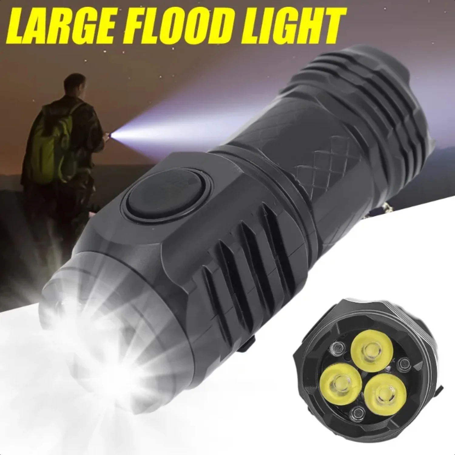 

Powerful Portable Flashlight Mini Three Eye Flashlight USB Rechargeable Strong Light Camping Fishing Lantern Magnet Torch