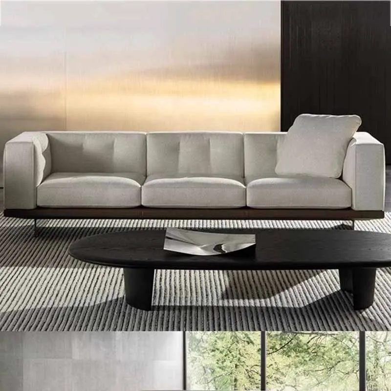 Lounge Sectional Modern Sofas Double Black Sleeping Relaxing Living Room Sofa Lazy Loveseat Wood Divani Da Soggiorno Furniture image 2