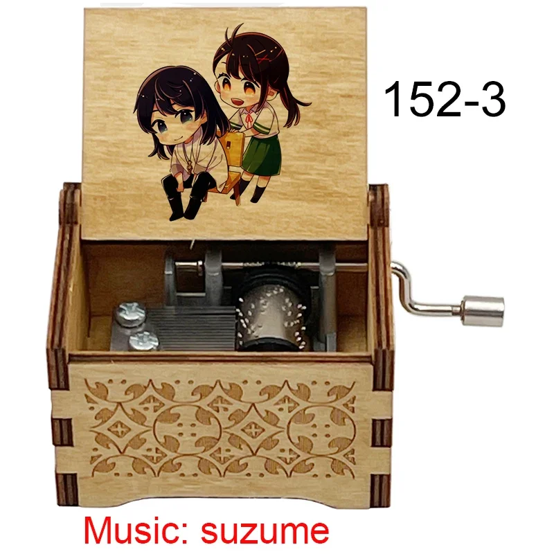 Anime Suzume Color Printing Hand-operated Type Wooden Music Box New Year's Gift for Friends Lovers Home Decoration Ornaments