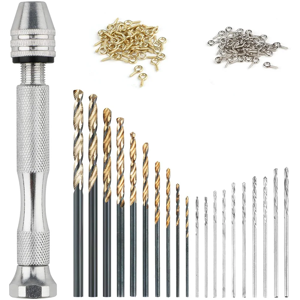 

Hand Drill Set Mini Twist Drill 21Pcs Pin Vise Drill Set Rotary Bits with 100 Screw for Delicate Manual Work Model Resin