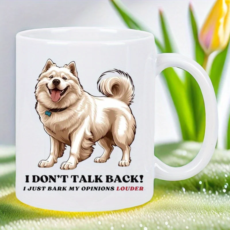 Divertida Taza Blanca de Cerámica para Amantes de los Perros - "No hablo contra la corriente, solo lo digo más alto" - Regalo Perfecto para Entusiastas de Mascotas