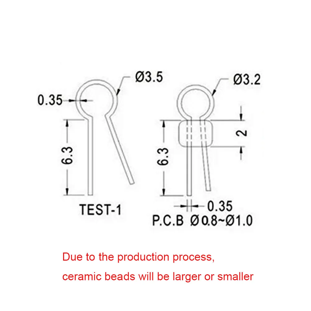 100PCS Ceramic Gold Plated Copper Solder Probe PCB Circuit Board Test Pin Point Bead Cylindrical Circuit Board Test Ring Bead
