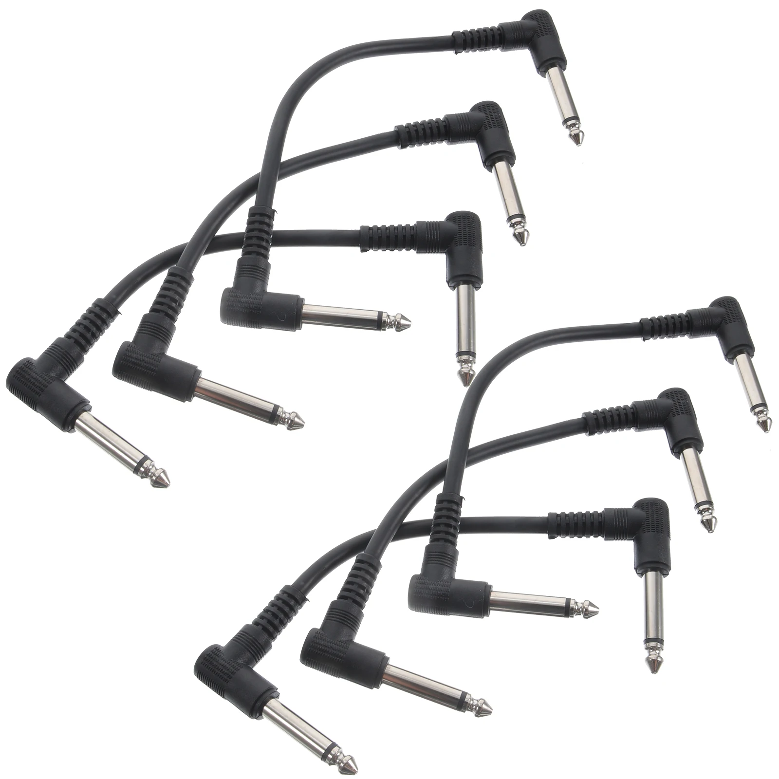 

6pcs Patch 6.35Mm Guitar Cable Electric Bass Audio Cable 30Cm Sturdy Durable Pvc For Electric Guitar Drum Organ Mixer Effector