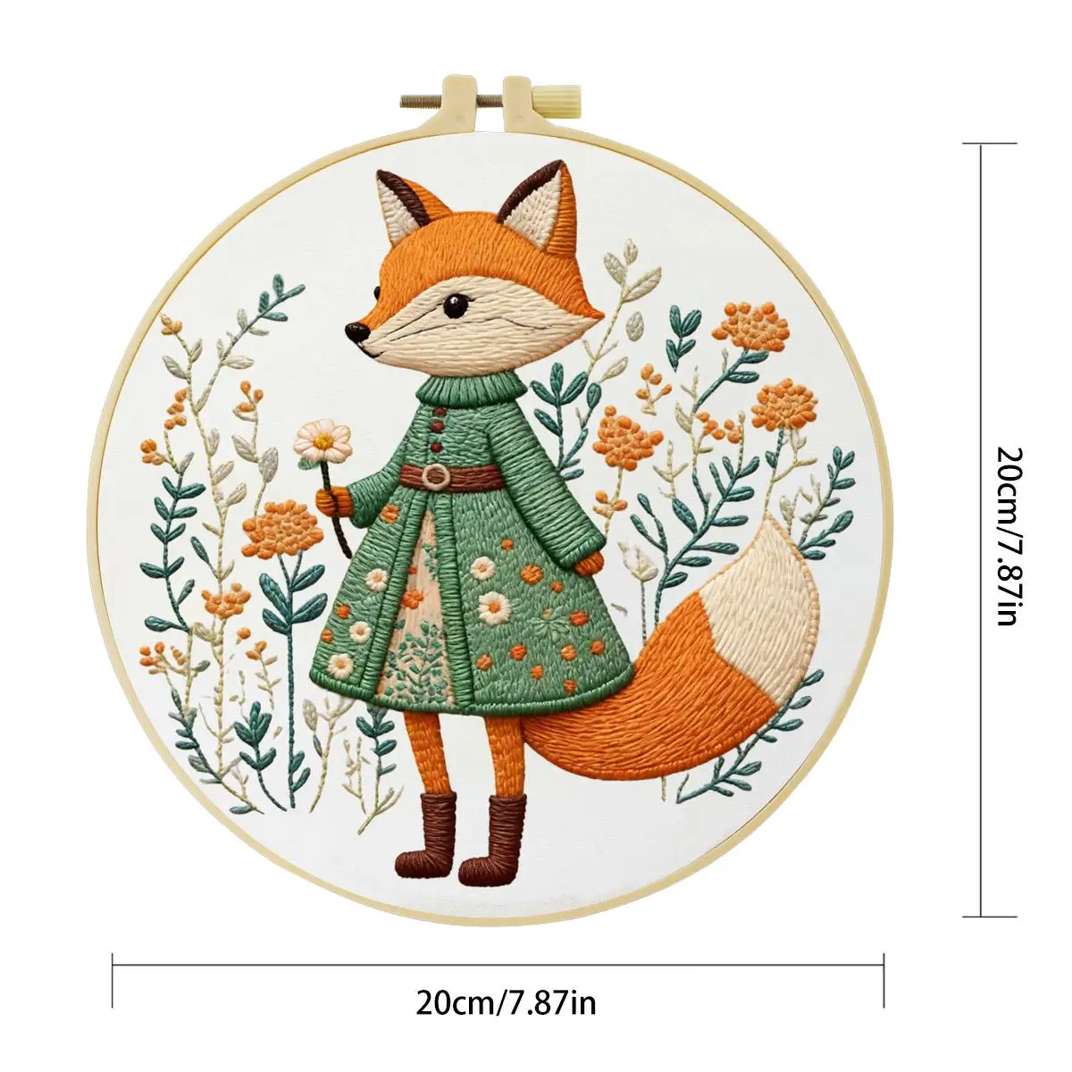 1 Stück 20x20 cm/15x15 cm 7,87/6,3 Zoll Rotes Hirsch Stickerei Starter-Kit DIY-Kit Stickerei-Set für Anfänger – Detail 3