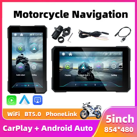 5.0 Inch Motorcycle GPS Navigation Removable Display Screen Wireless CarPlay Moto Android Auto Portable Digital Dashboard