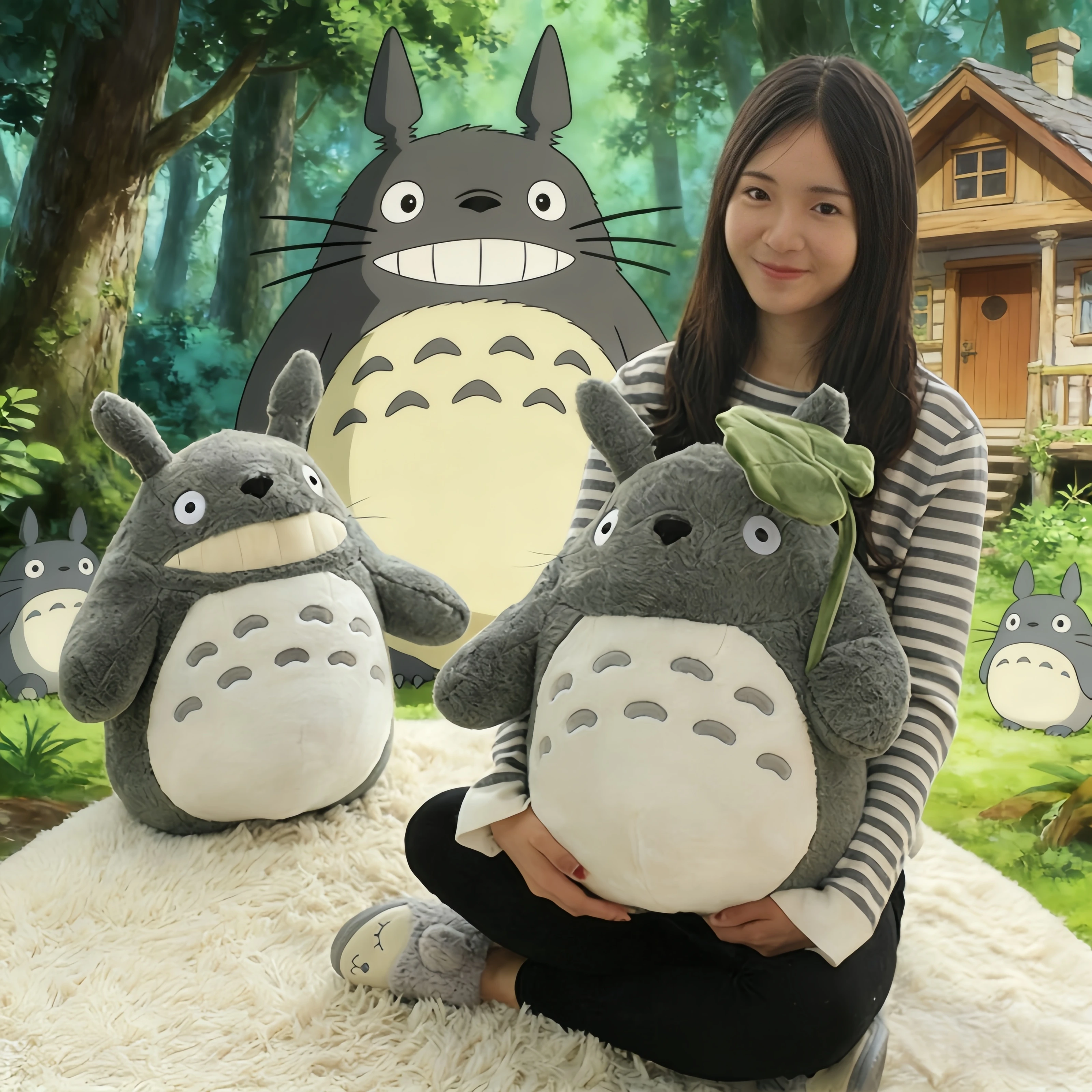 

Big Size Lotus Leaf Totoro Back Cushion Comfortable Totoro Stuffed Doll Totoro PlushiesThrow Pillow Sofa Bed Room Decor Gift