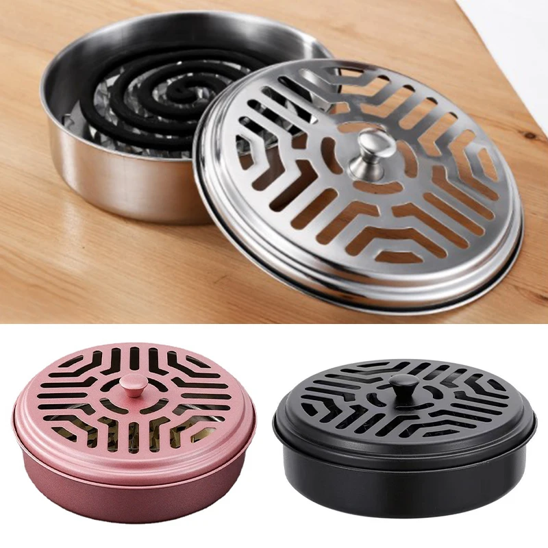 Round Stainless Steel Mosquitos Coil Holder, Bandeja Frame, Rack Plate para Espirais Incenso, Repelente de Insetos