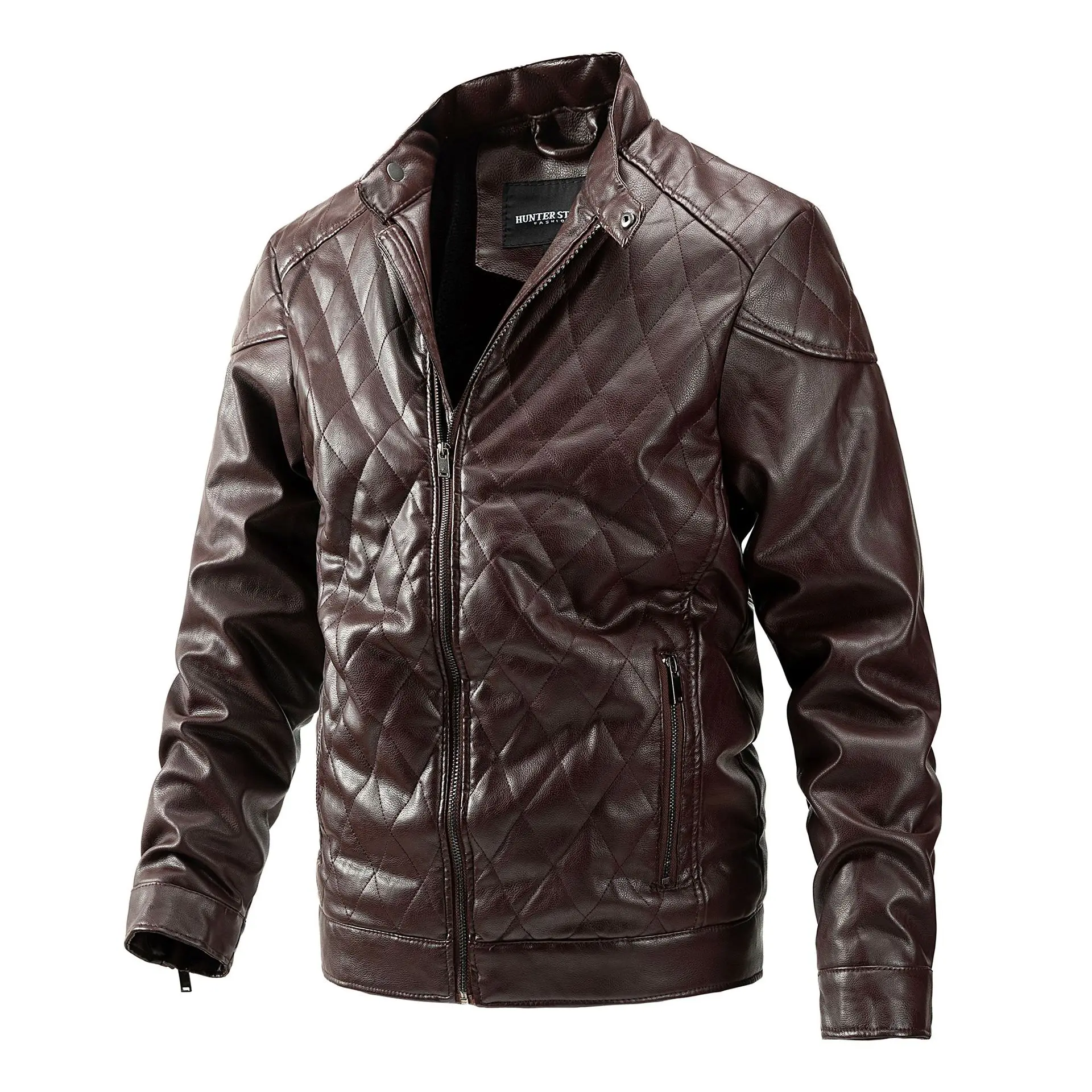 

Winter Men's Leather Jacket Stand Collar Thickened Warm Motorcycle PU Jacket High Quality Casual Business Men's Leather Jackets