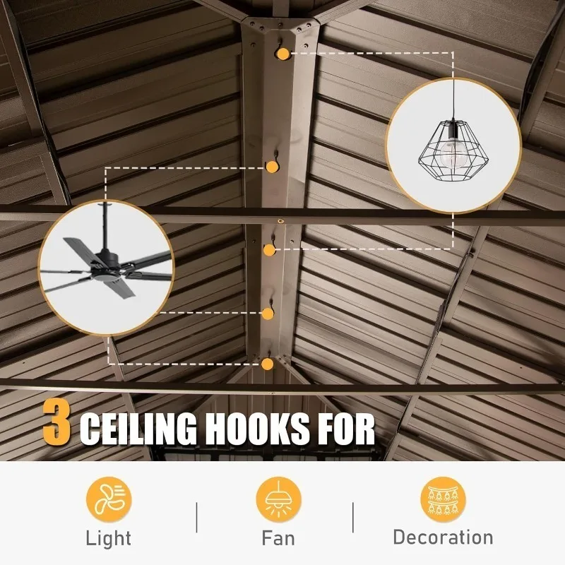 هيكل معدني كبير مقاس 14 × 20 قدمًا في الهواء الطلق مع مظلة سقف مزدوجة من الفولاذ المجلفن