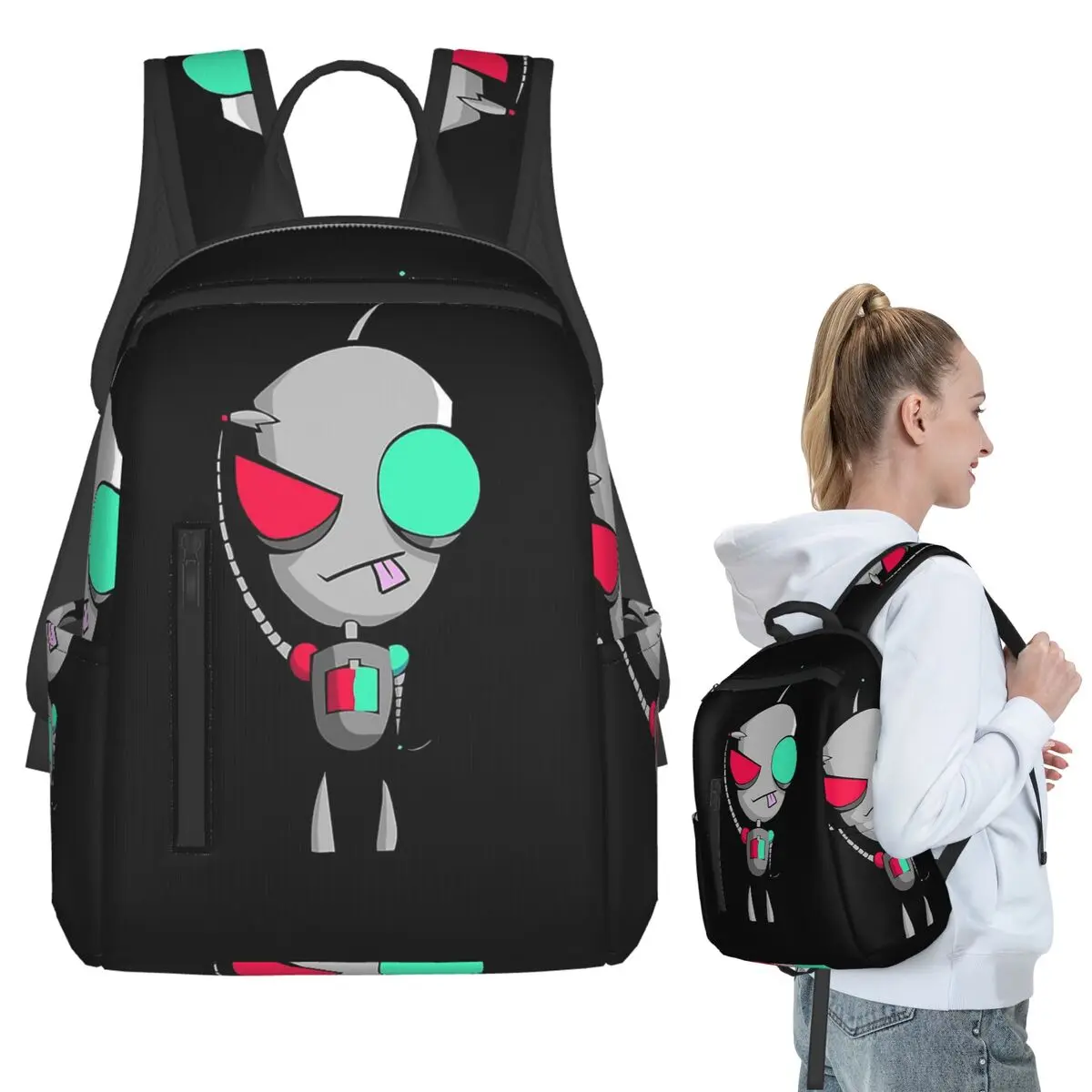 Gir Invader Zim Backpack Student BookBag Kids School Bag Laptop Shoulder Bags Boys Girls