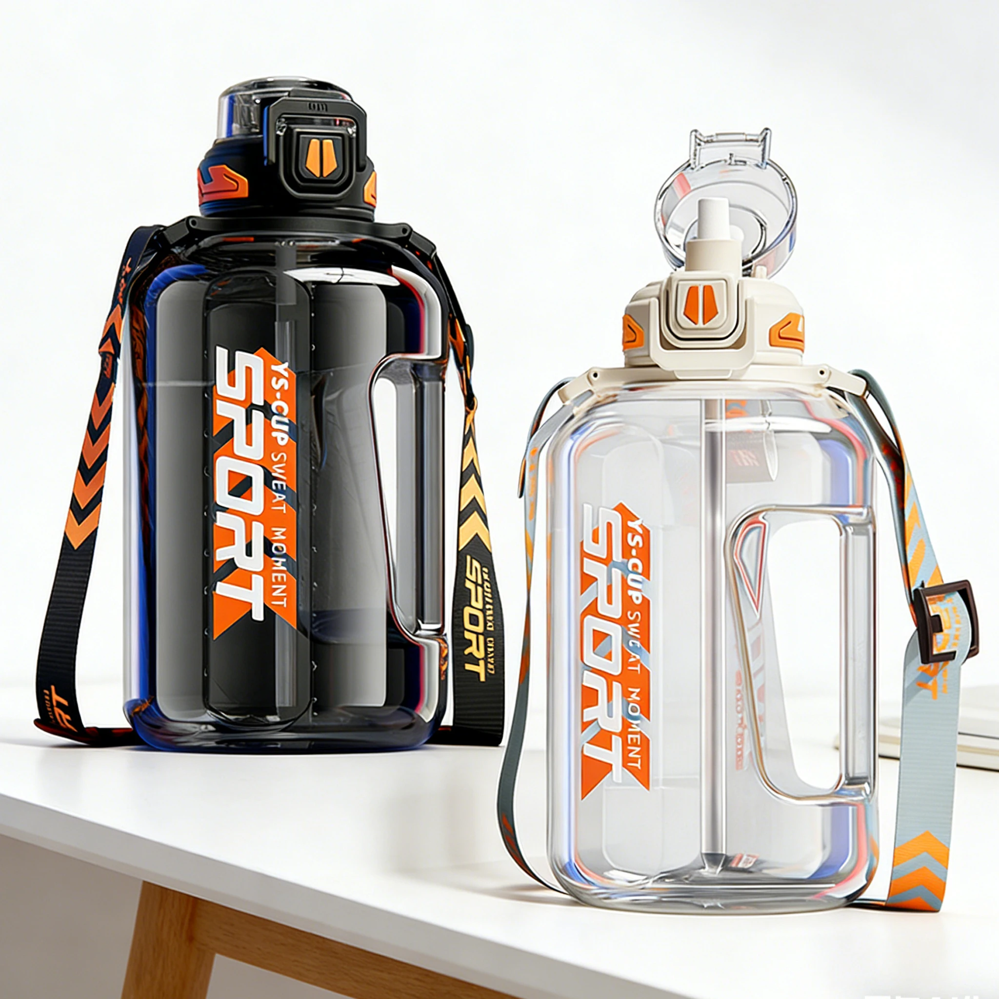 Summer Sport Water Bottle Large Capacity Ton Bucket for Men Women Hiking Basketball Fitness Portable Water Jug With Straw