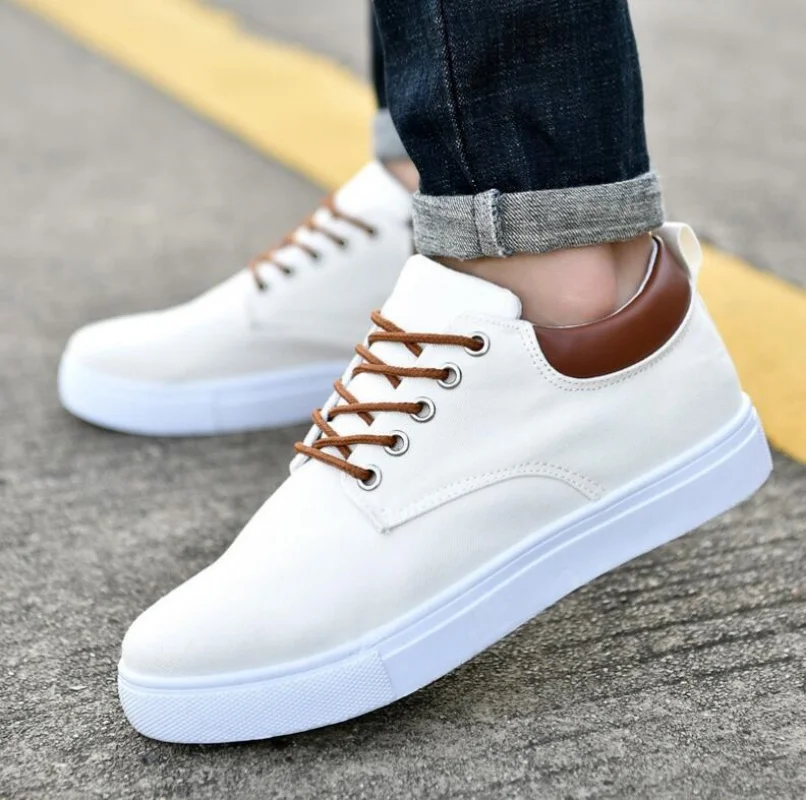 Men Shoes Canvas Sneakers Flats Lace up Leisure Loafers Fashion Comfort Rubber Sole Non Slip Sneakers Size 39-46