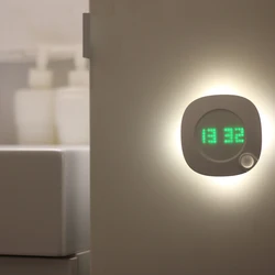 Digital Clock LED NightLight IR Motion Sensor Modern Simplicity Magnetic Adsorption Warm/White Wall Lamp for Bedroom Stairs