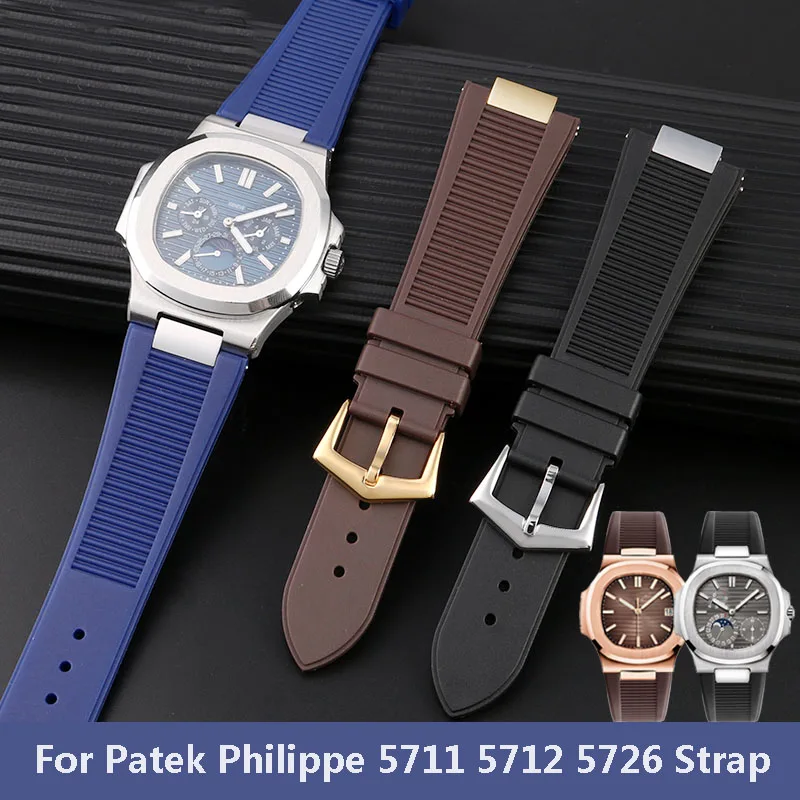 For PP Patek Philippe Silicone Belt + Connector 5711 5726 5712g Nautilus Watch Strap Special Interface 25mm*13mm Men Watchband