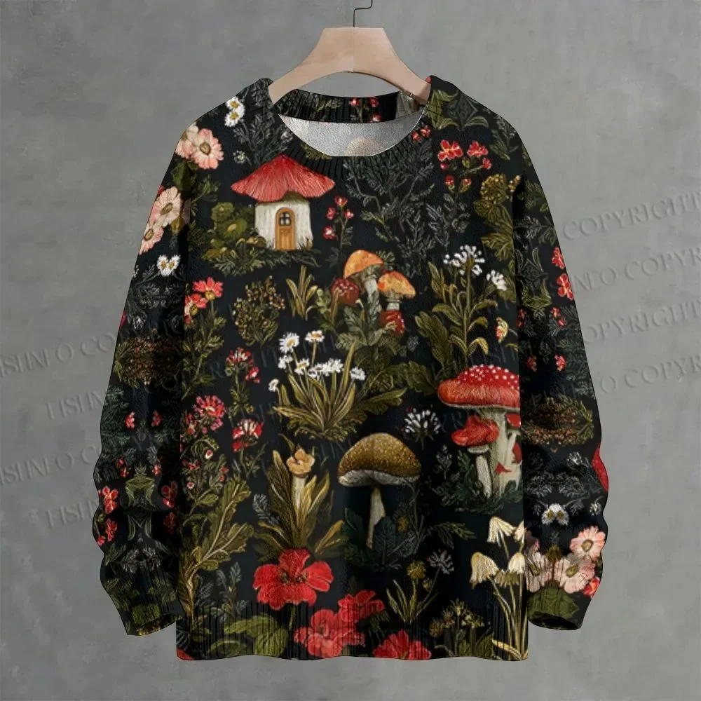 Men's Cyber Garden Crew Neck Sweater Print Knit Sweatshirt Women For Men Sweater