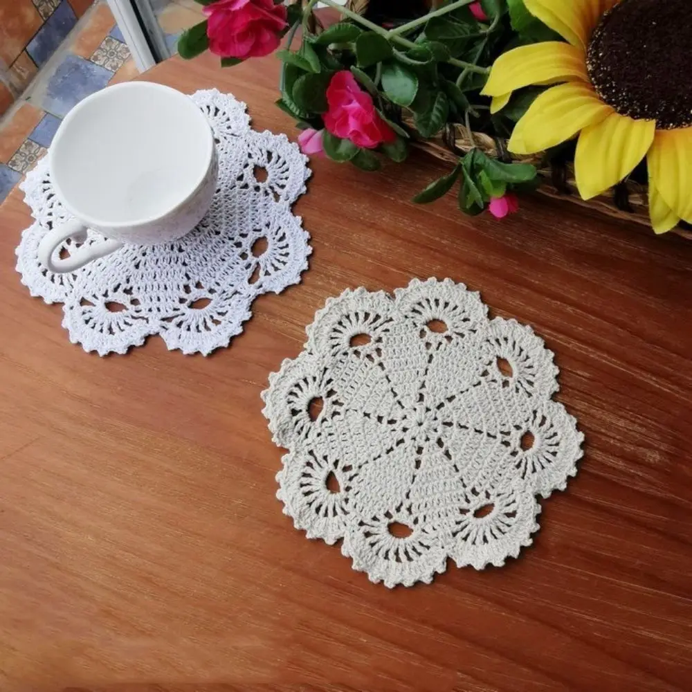 10PCS Wedding Party Table Settings Hand Crochet Doilies Soft Washable Kitchen Decor Napkins Vintage Place Mats For Dining Table