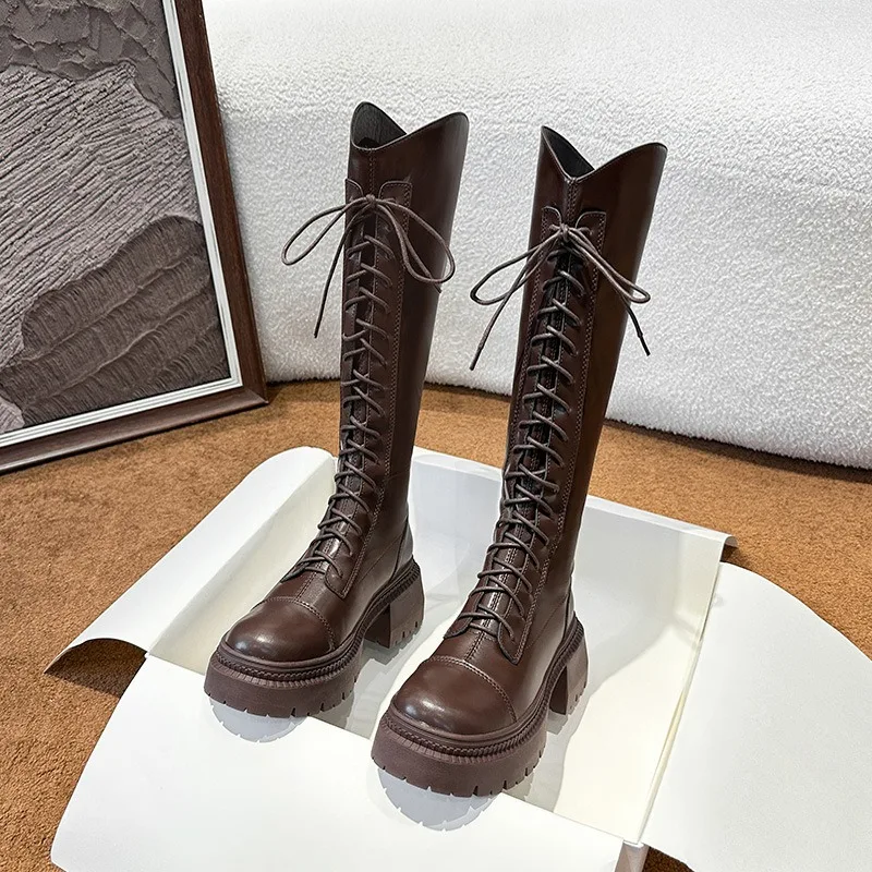 Knight Boots for Women Spicy Girls Long Boots Thick Soled Straps Knee High Boots Sexy Style Women Shoes Women Pumps 41-166