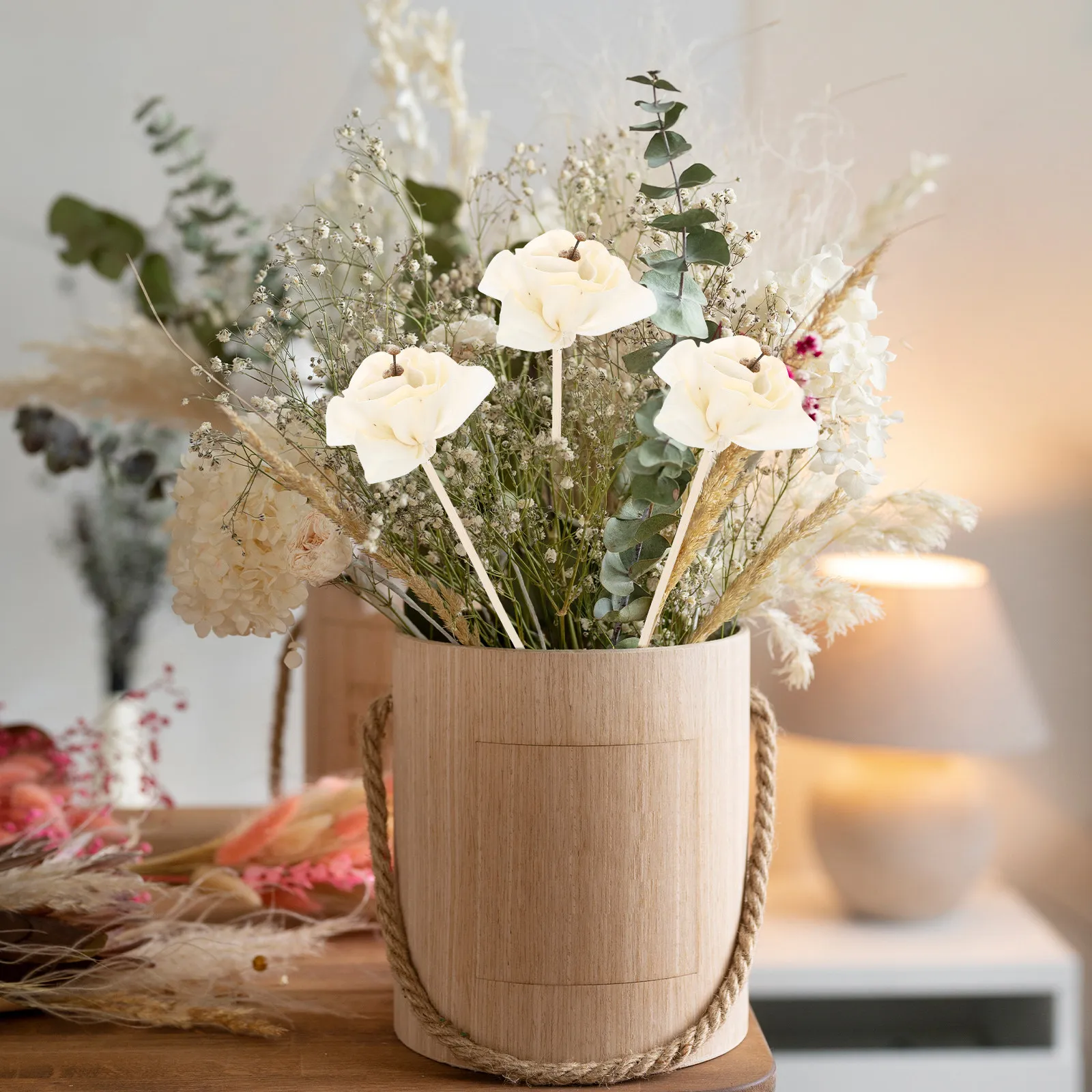 4Pcs Simulation Essential Oil Diffuser Flowers Long-Lasting Aromatherapy Diffuser Replacement for Home Office Car