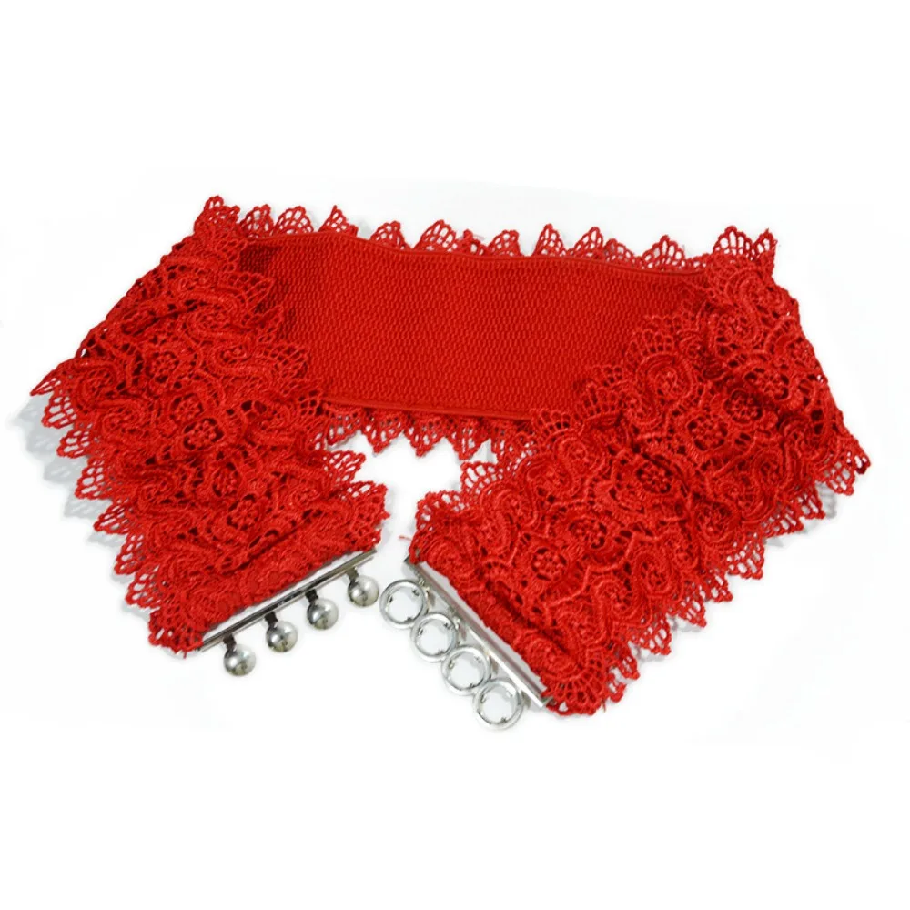 Luxury Versatile Lace Waist Belt Solid Color Elastic Girdle Belts 12cm Width Waist Cincher for Women